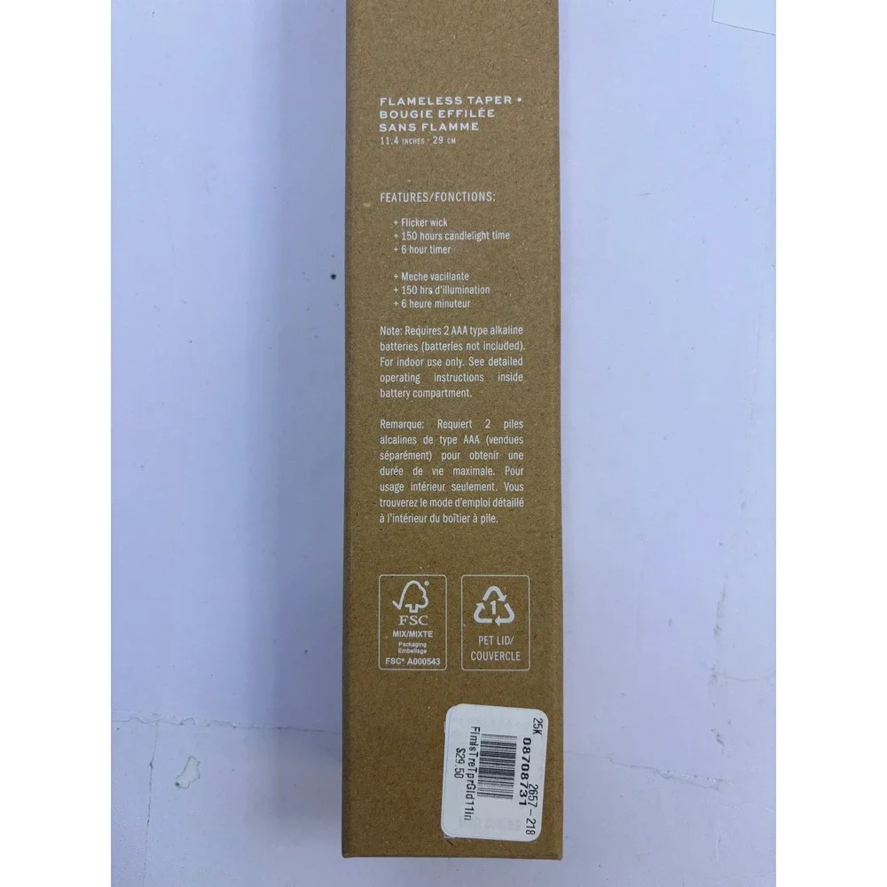 Pottery Barn Flameless Tree Taper Gold Glitter LED Candle 11.4 Inch Timer NEW